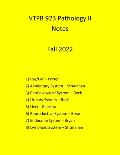 VTPB 923 - Pathology II - FALL 2022